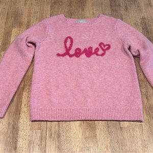 Pink‎ "Love" Graphic Knit Sweater - Valentine’s Day & Soft Girl Aesthetic Small
